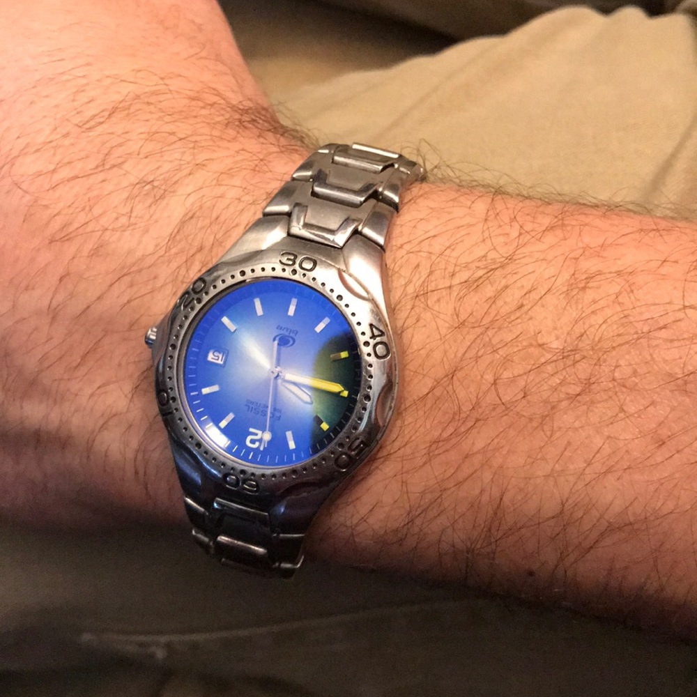 Fossil blue faced watch